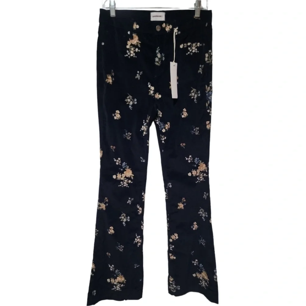 Driftwood Floral Embroidered Trousers - Navy and Gold - Picture 7 of 7
